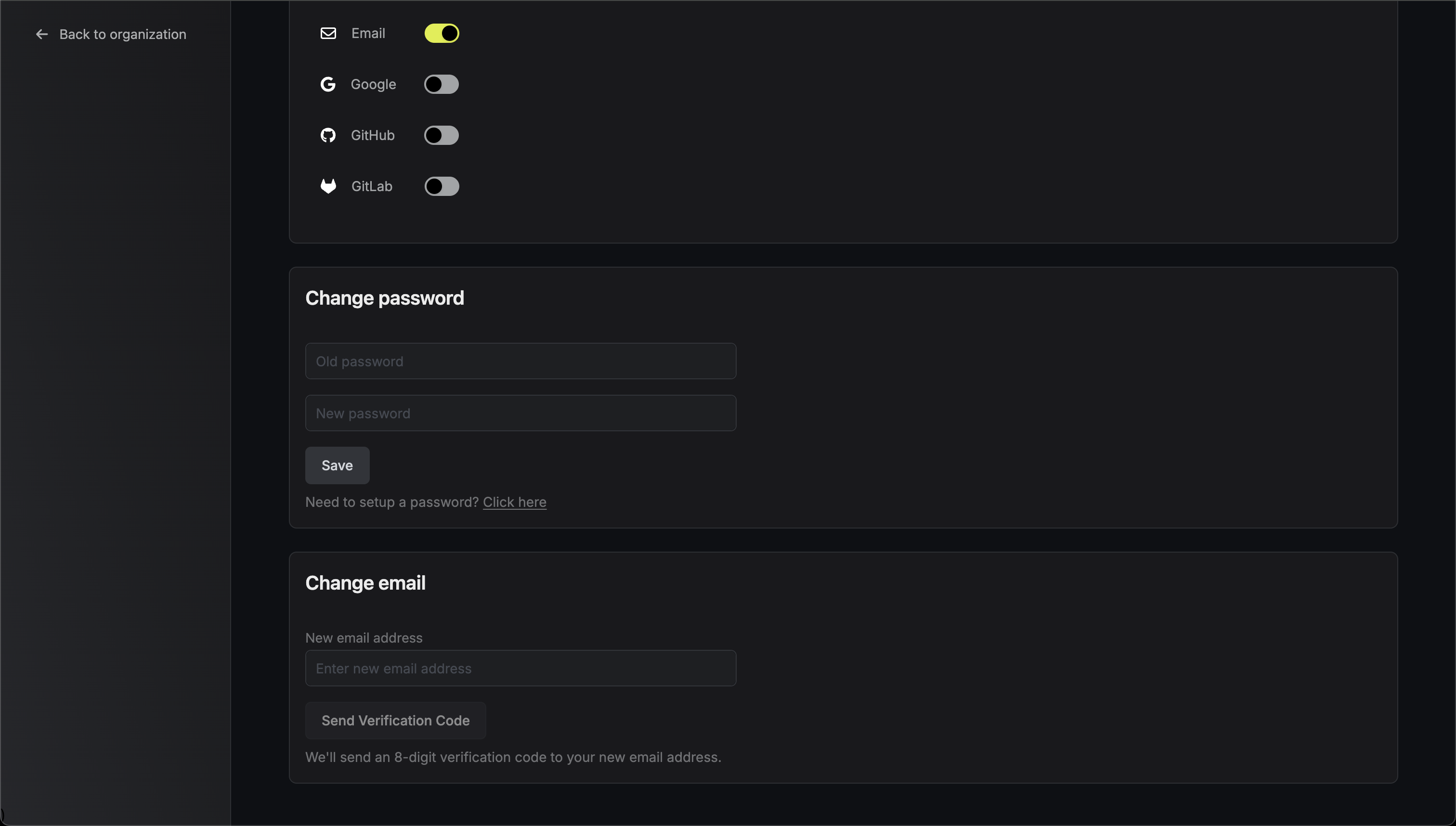 change password section