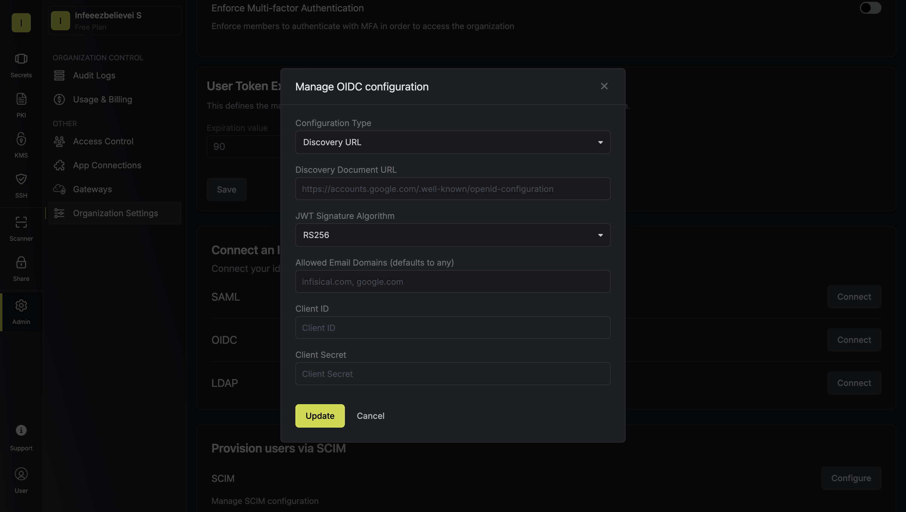 OIDC general discovery config