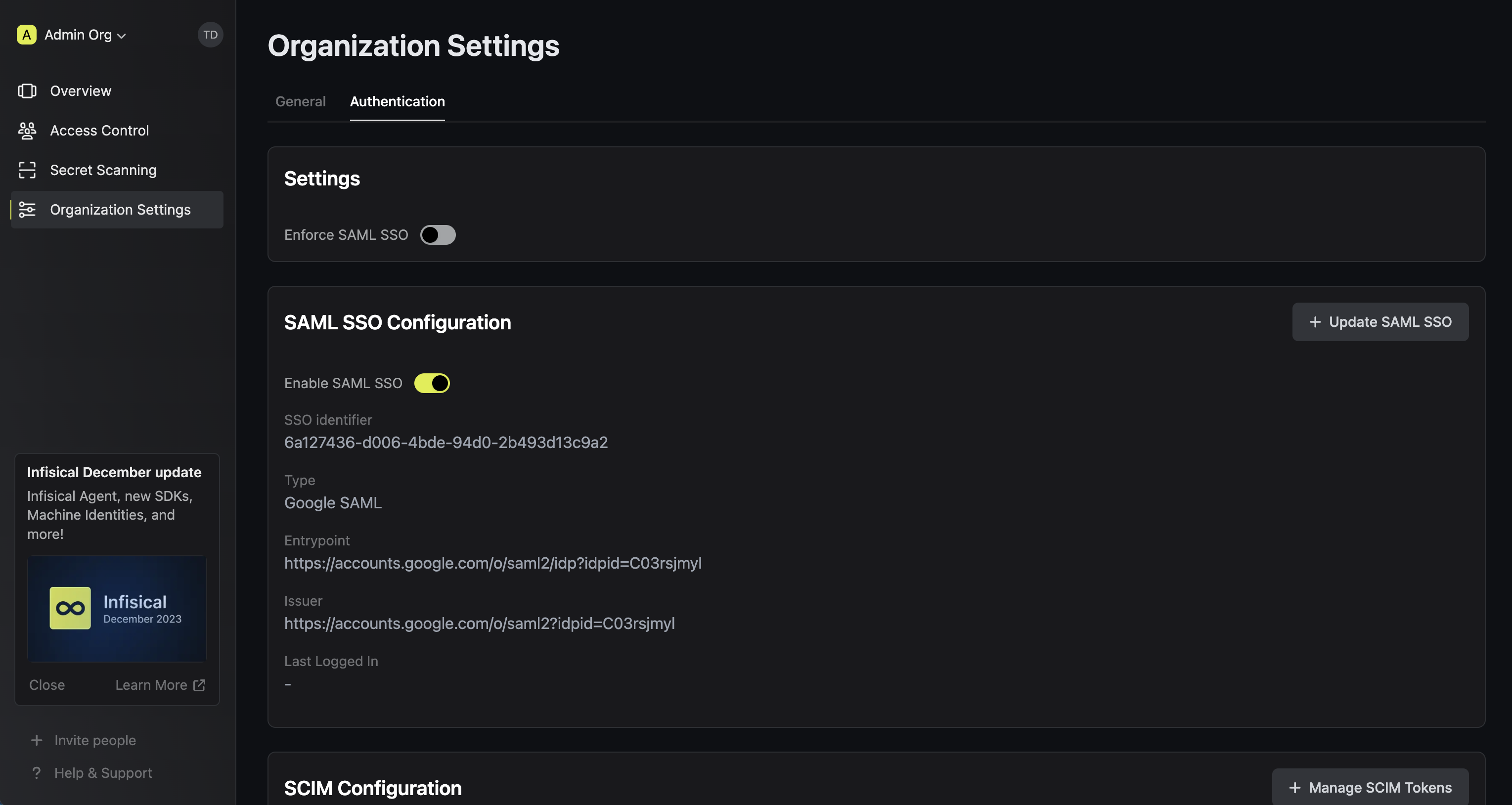 Google SAML enable