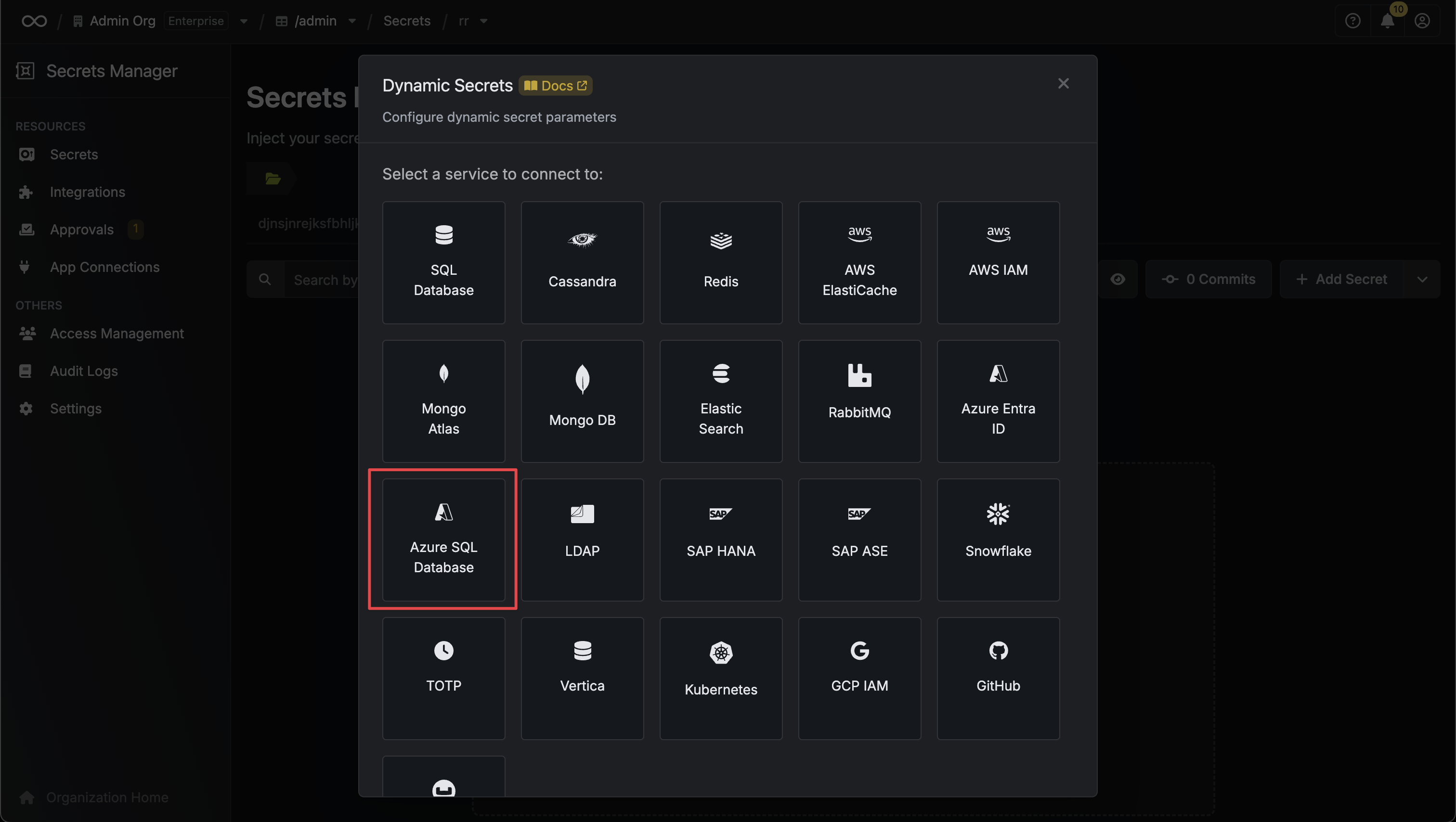 Dynamic Secret Modal
