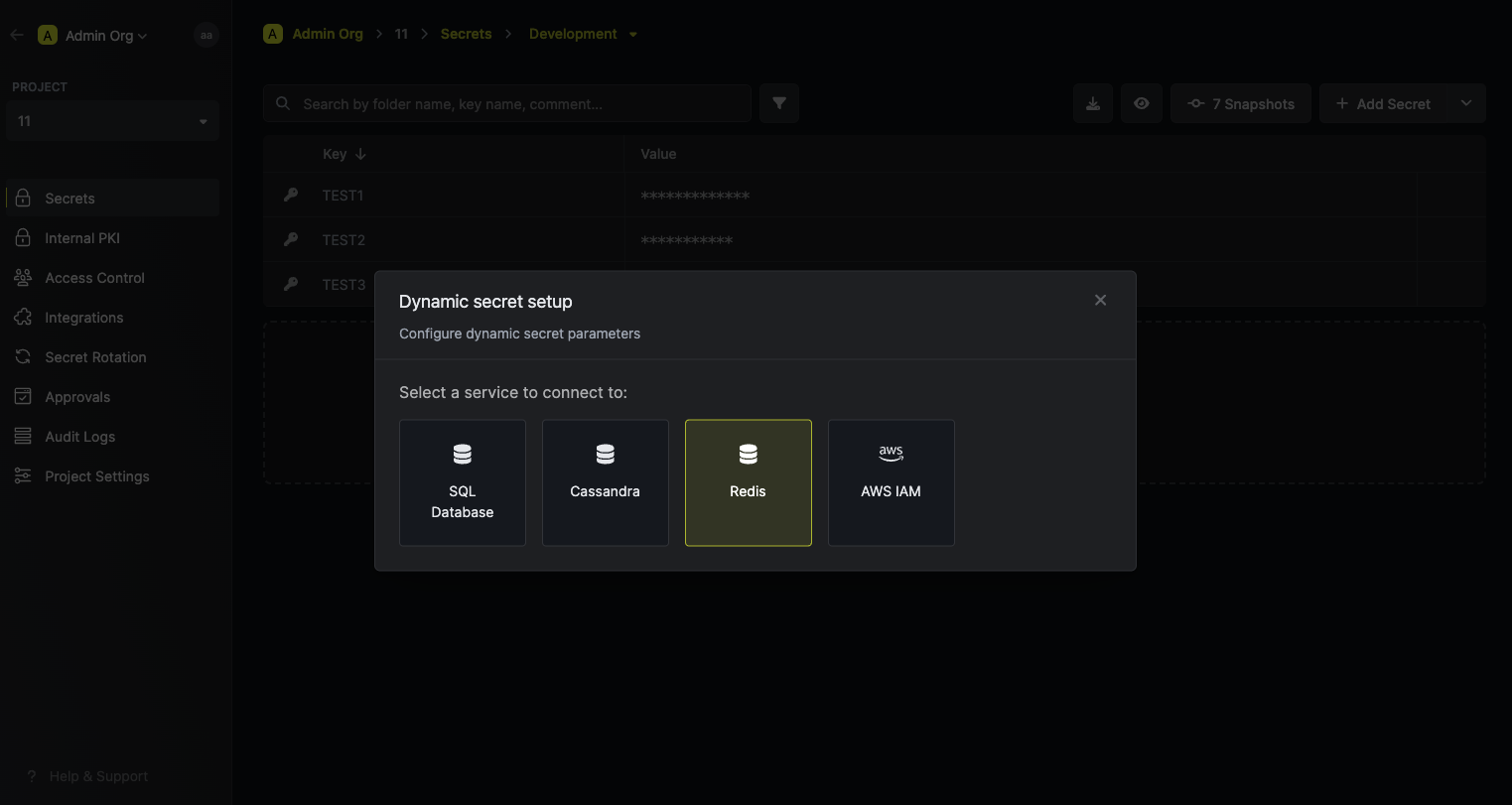 Dynamic Secret Modal