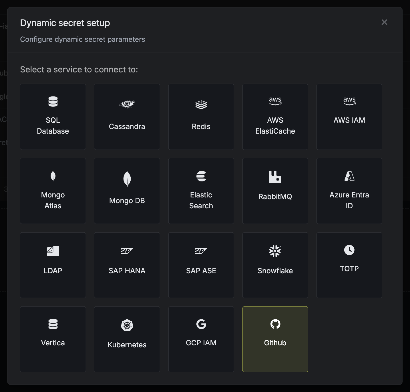 Dynamic Secret Modal