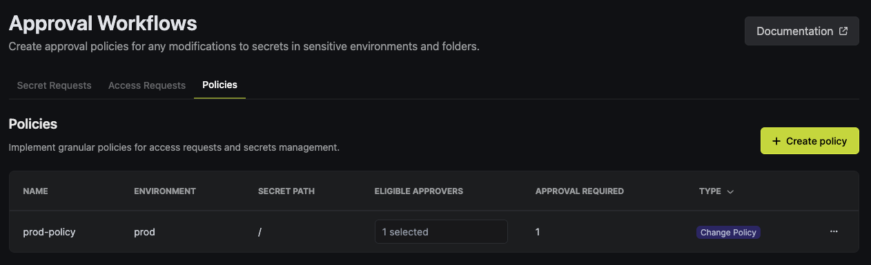 create secret update policy