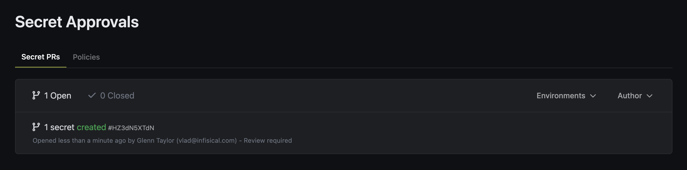 secret update change requests