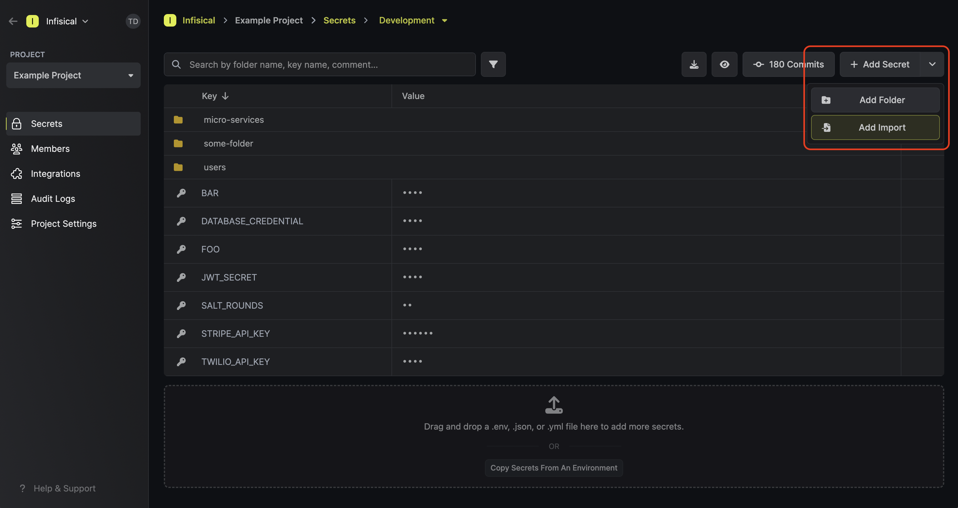 add secret import