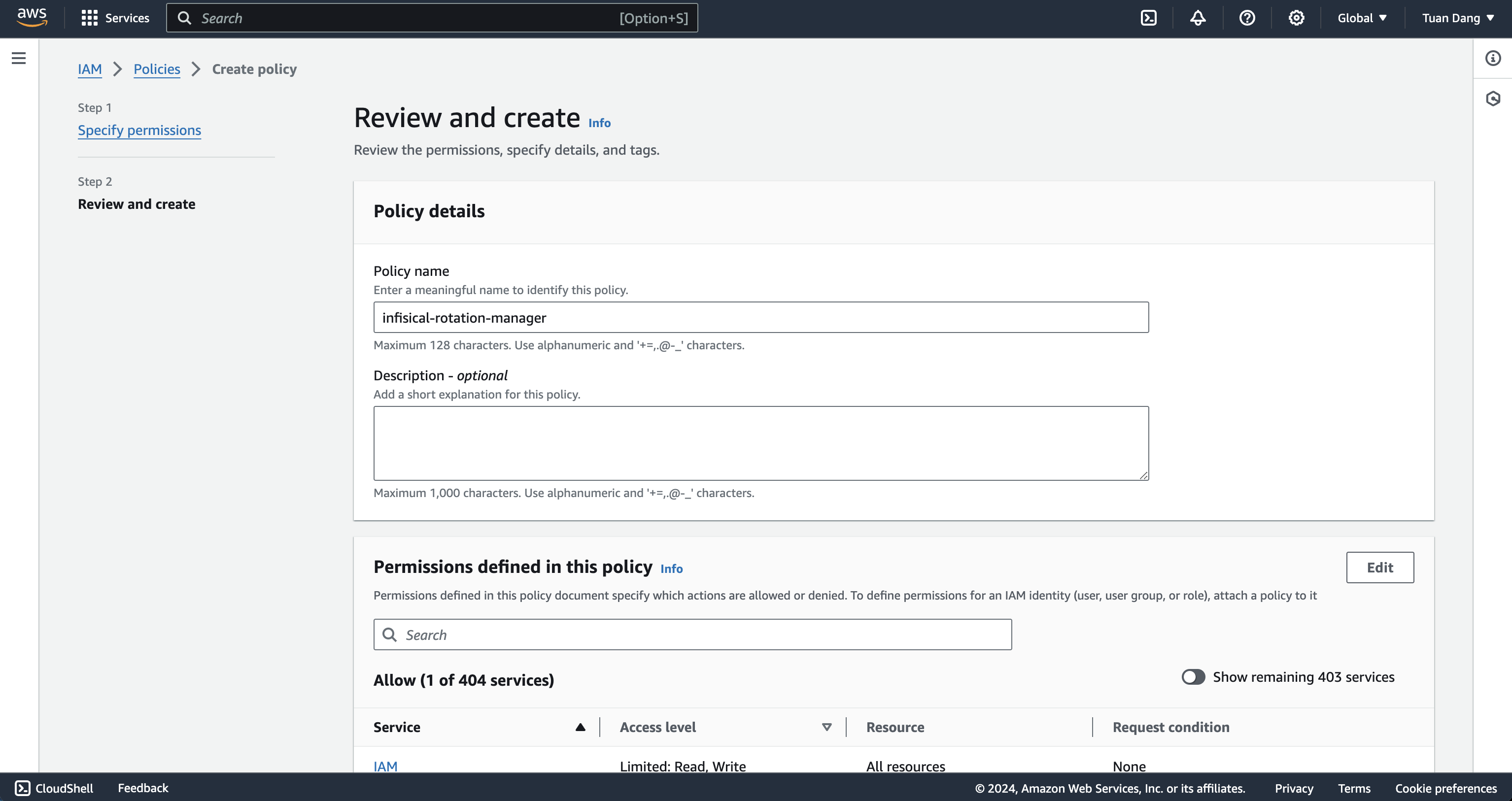 iam user secret rotation policy review