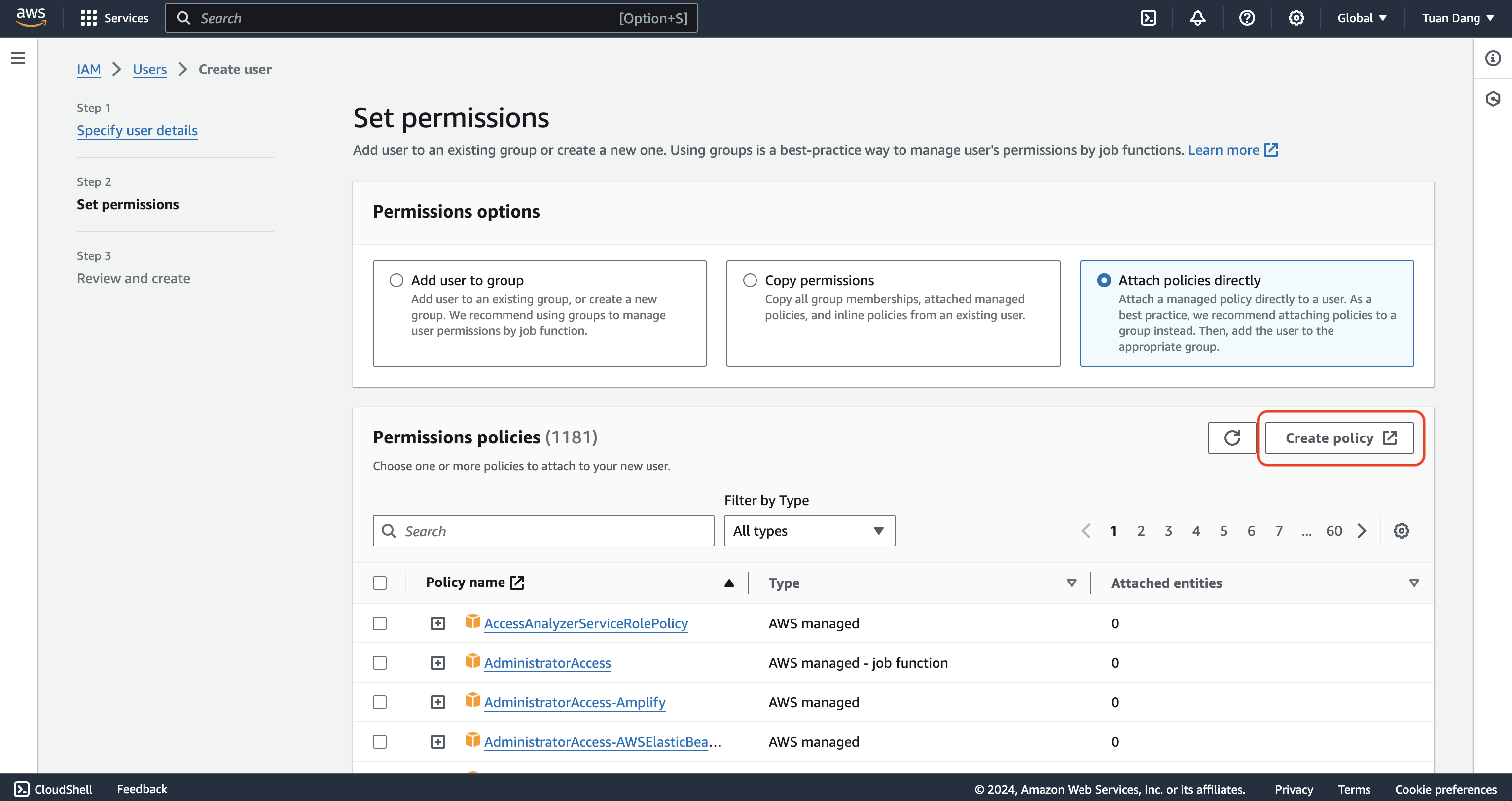 iam user secret rotation create policy
