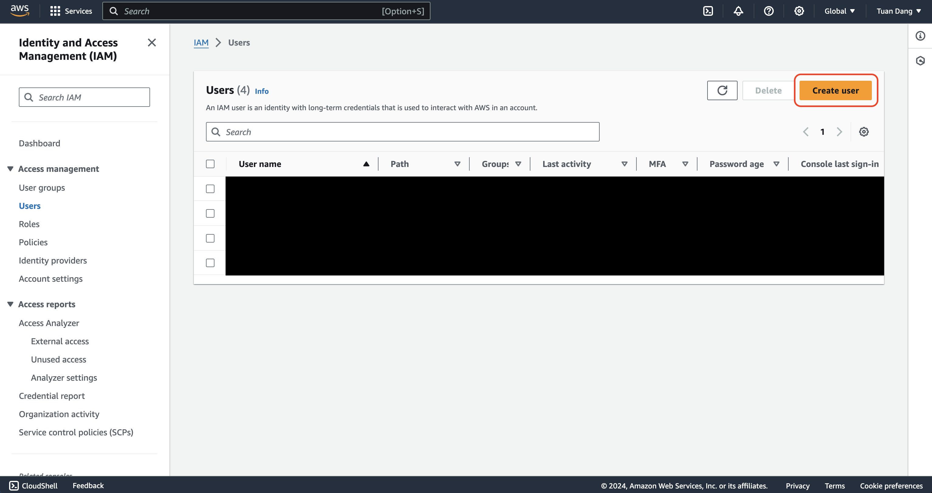 iam user secret rotation create user