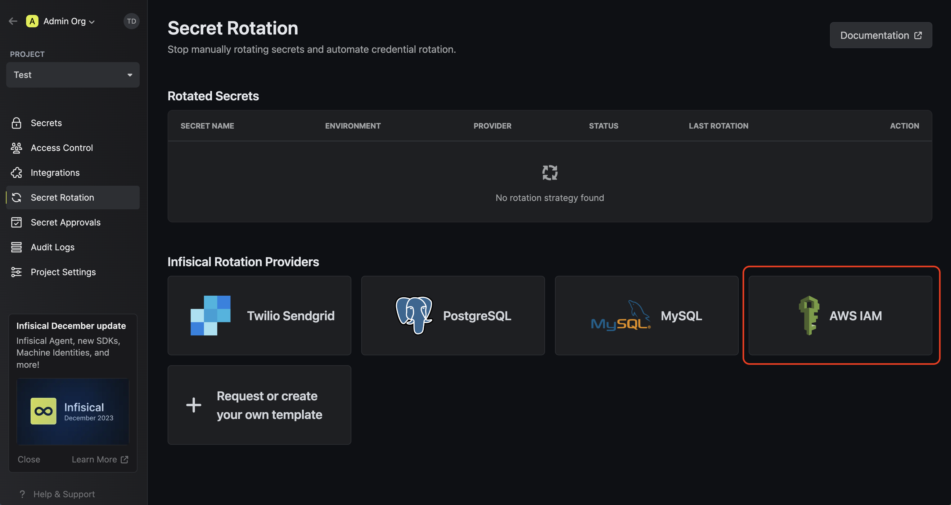 iam user secret rotation select aws iam user method