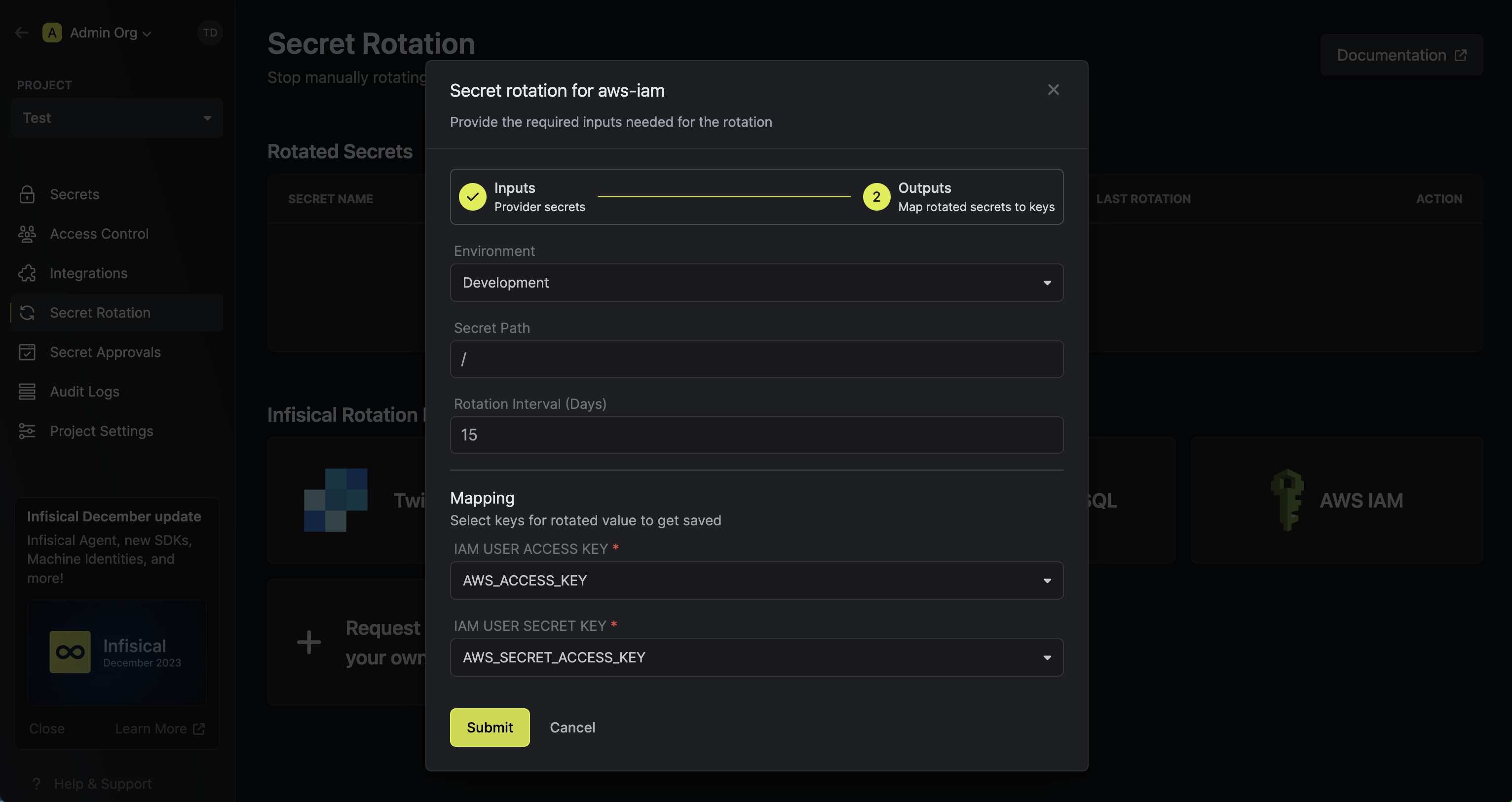iam user secret rotation config 2