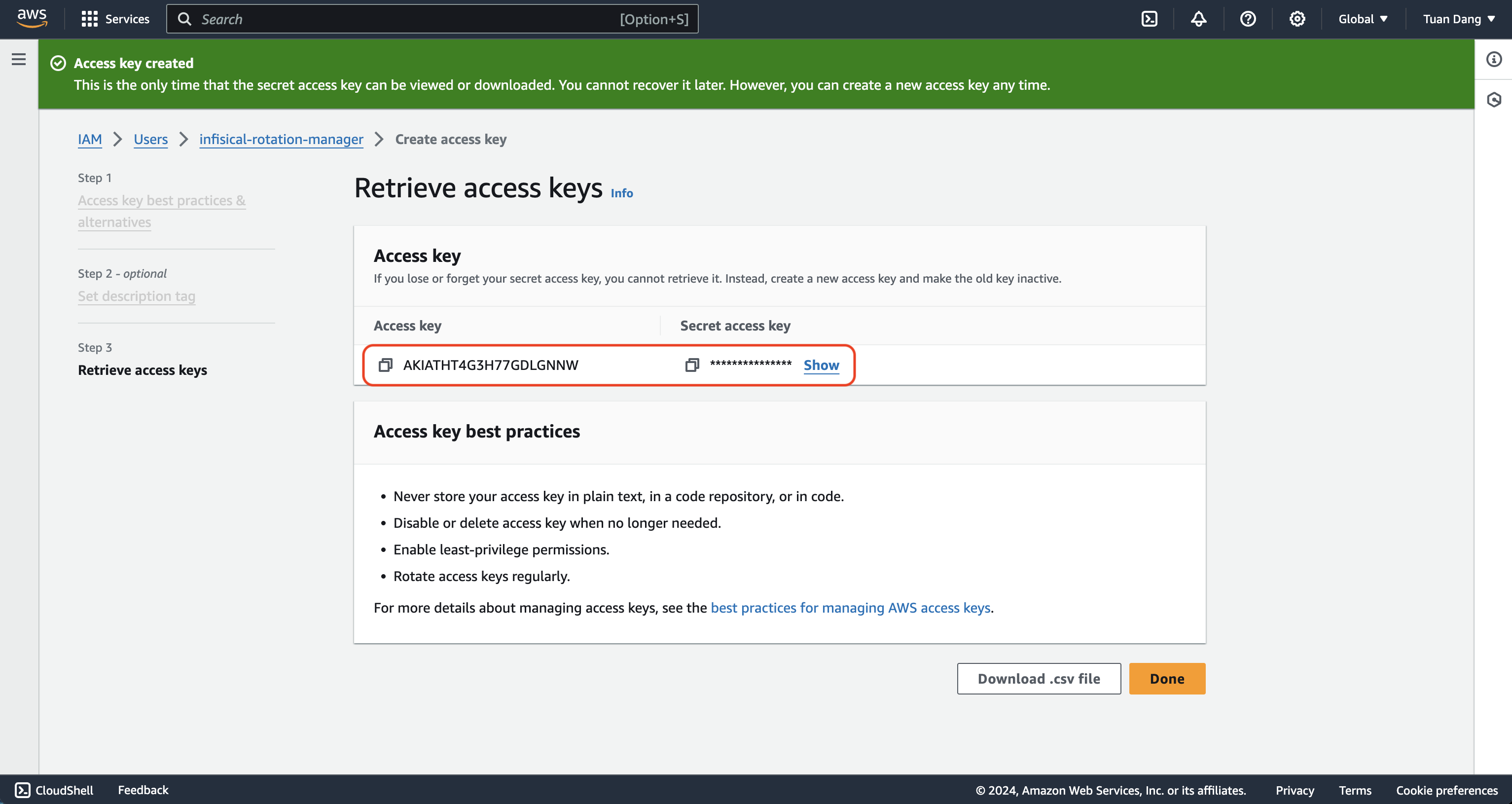 iam user secret rotation manager access keys