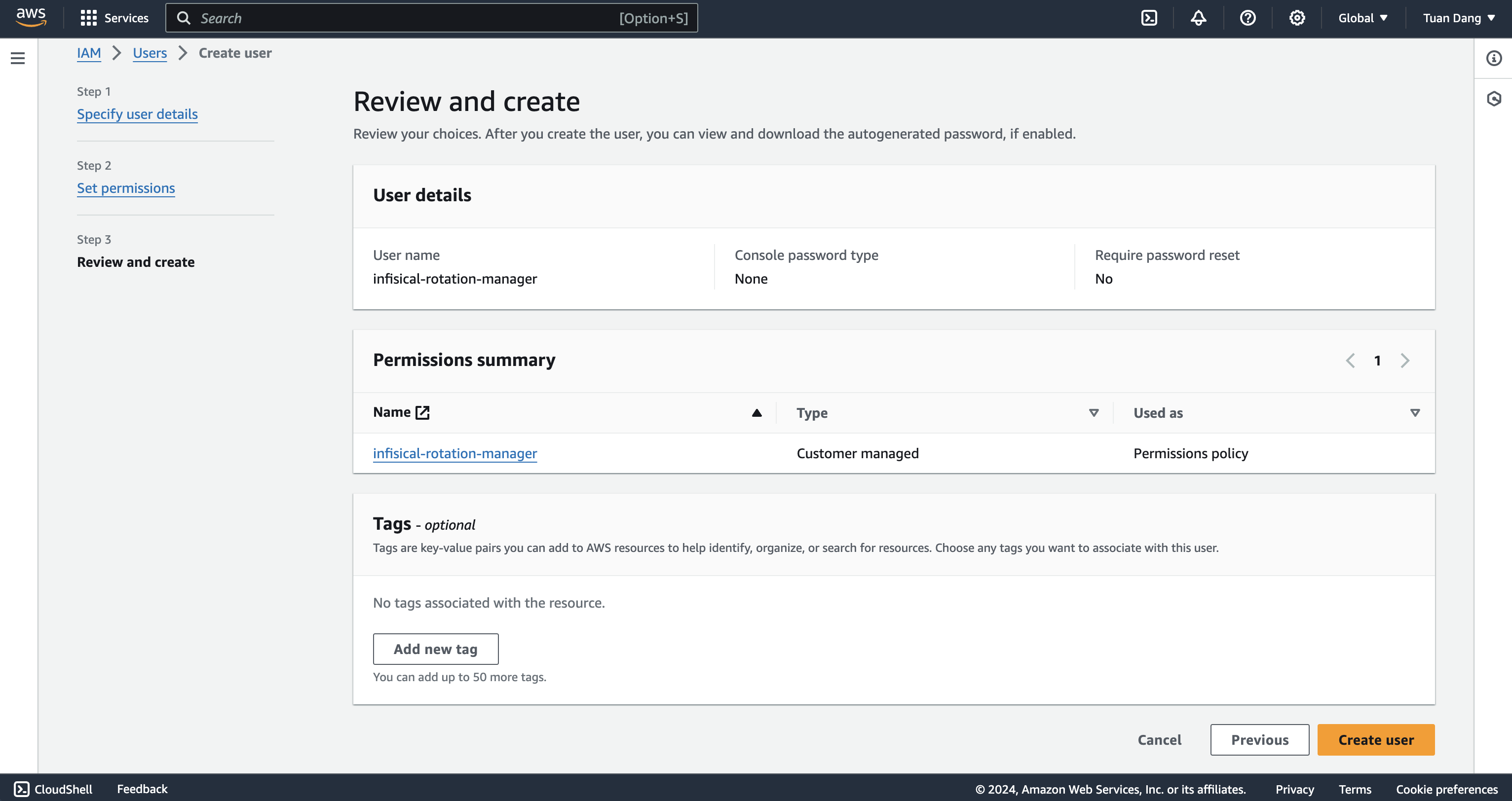 iam user secret rotation manager user review