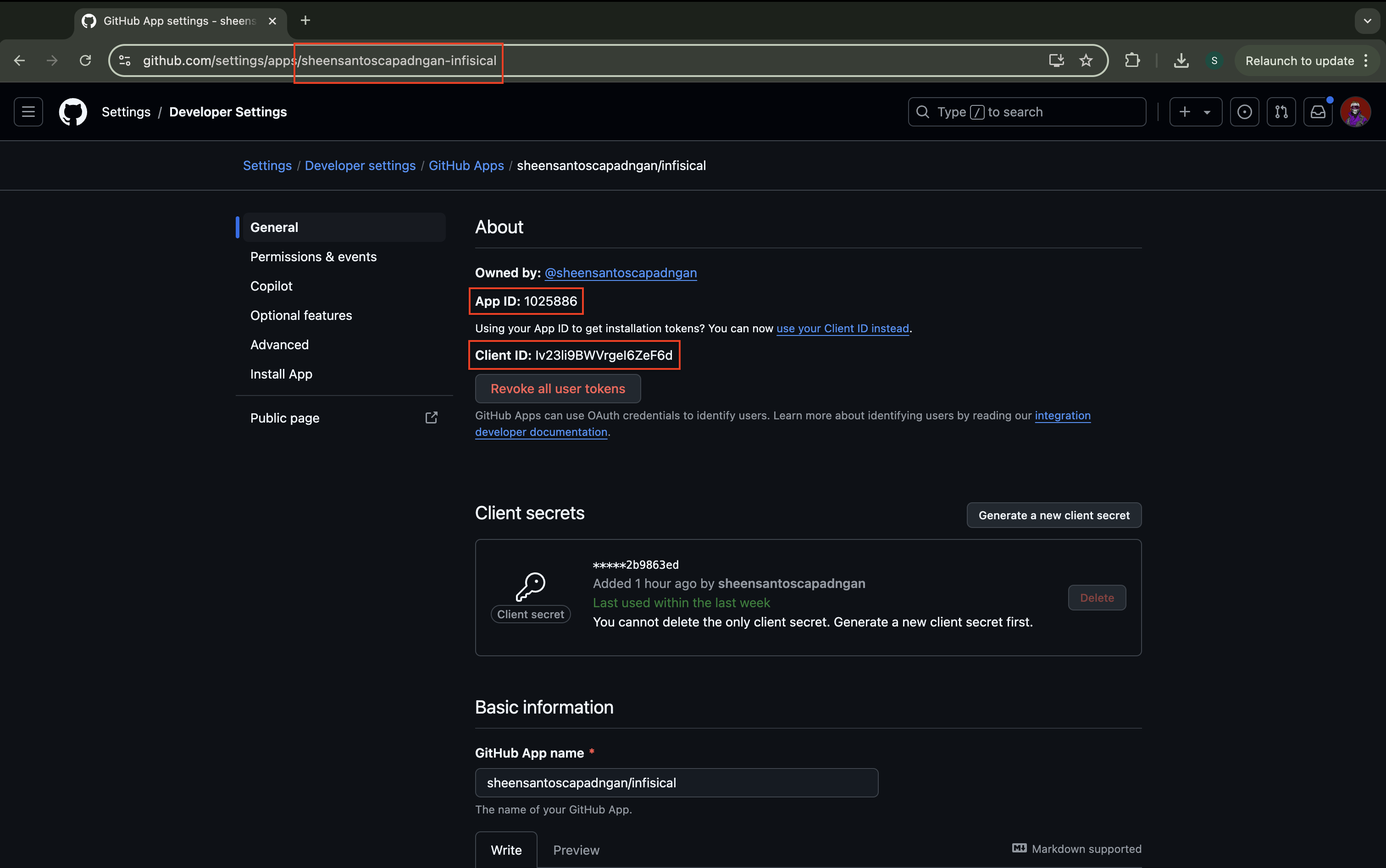 integrations github app credentials