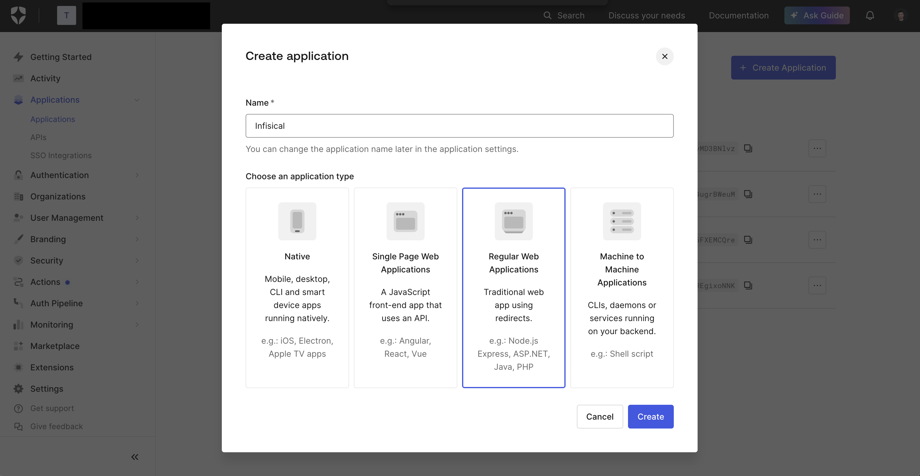 Auth0 SAML app creation