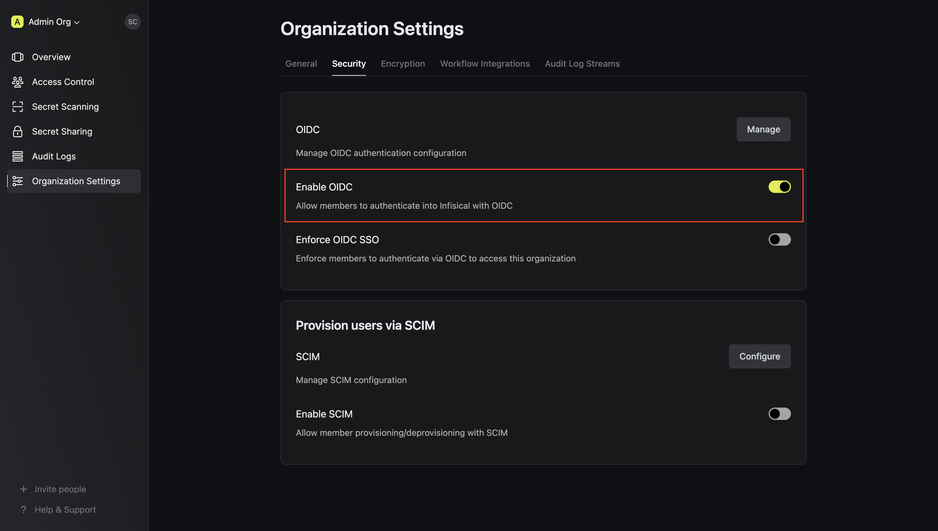 OIDC general enable OIDC