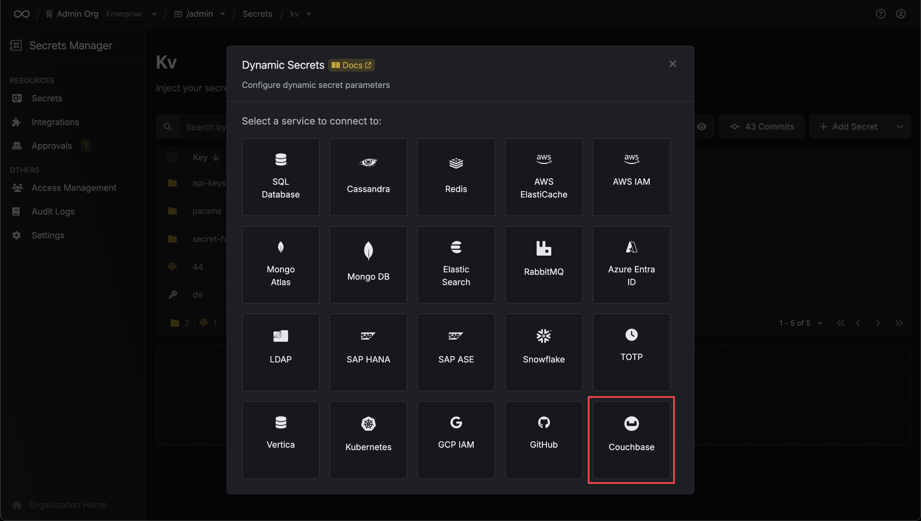 Dynamic Secret Modal