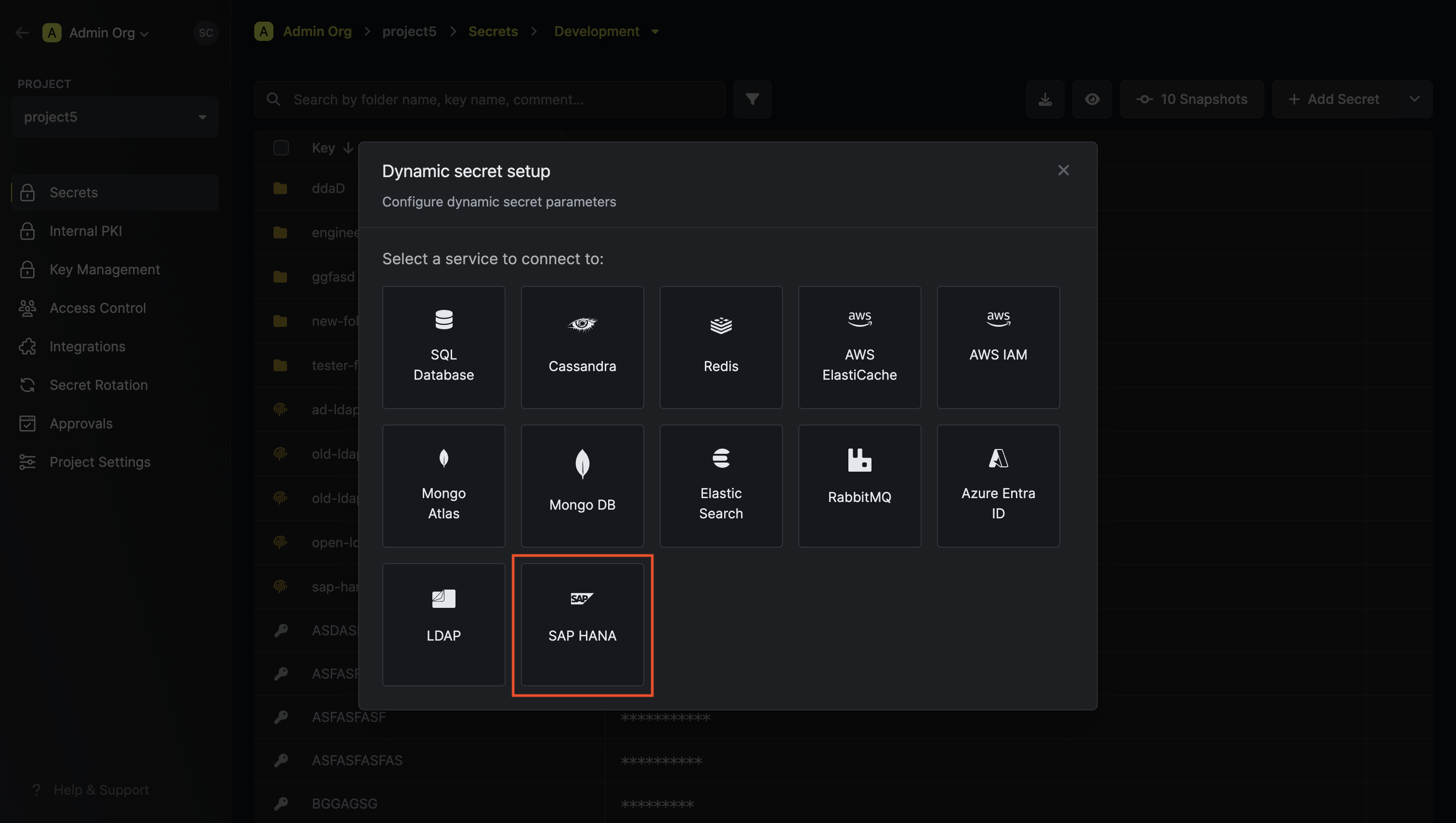Dynamic Secret Modal