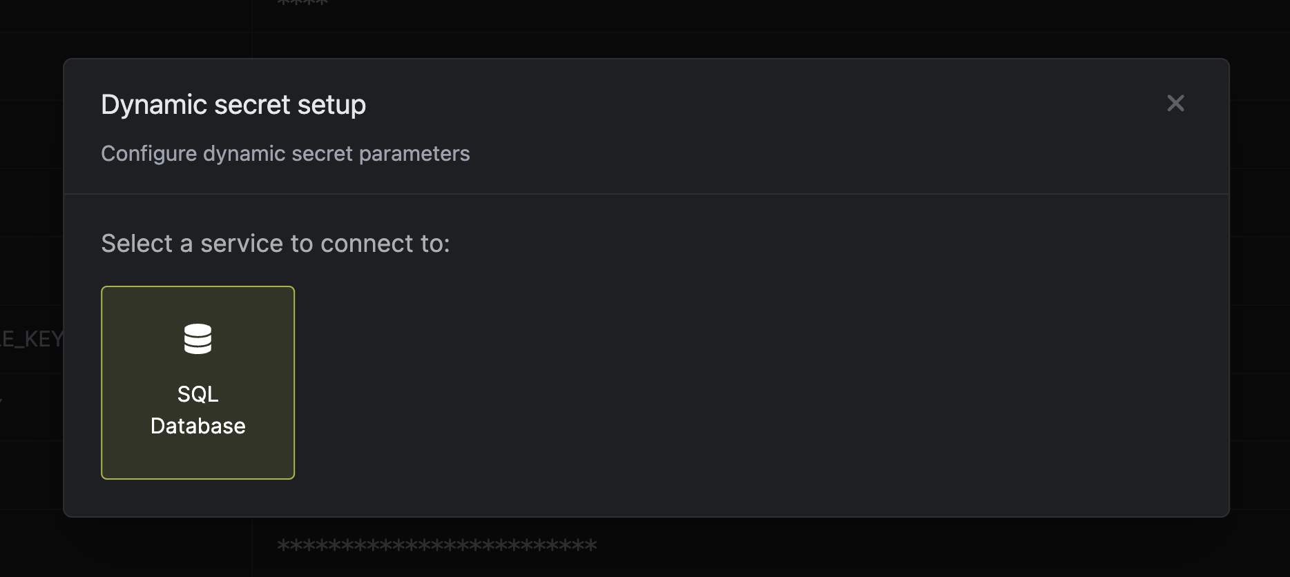Dynamic Secret Modal