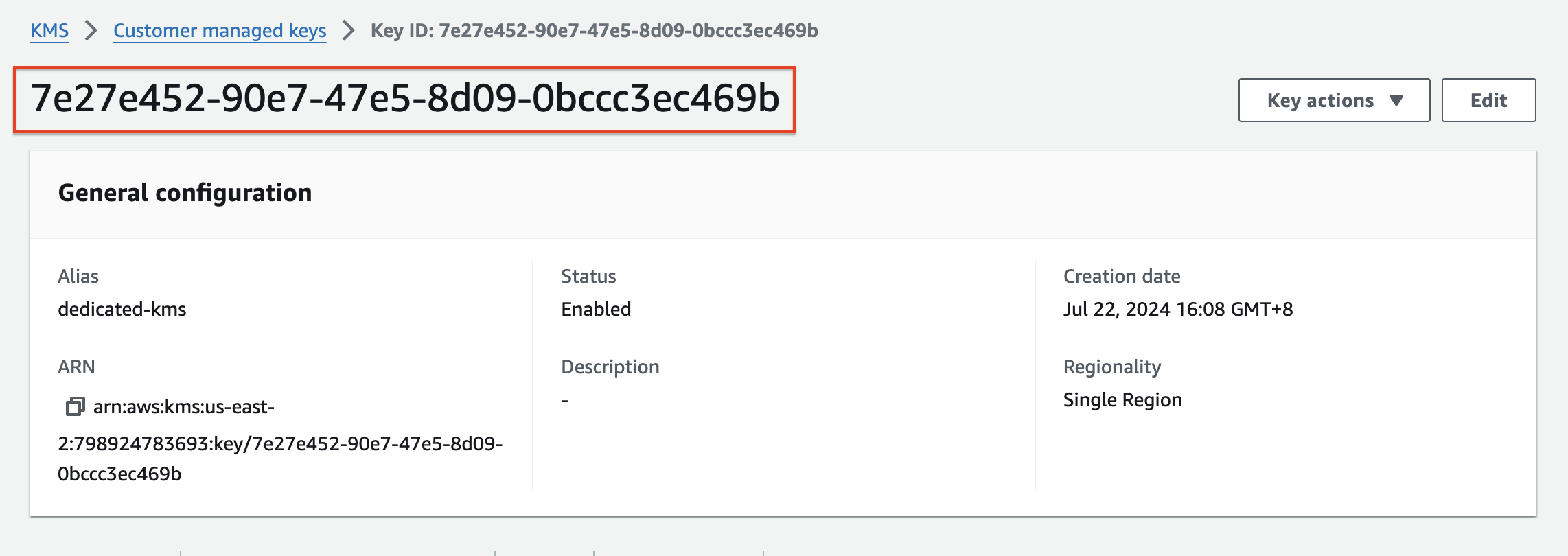 AWS KMS key ID