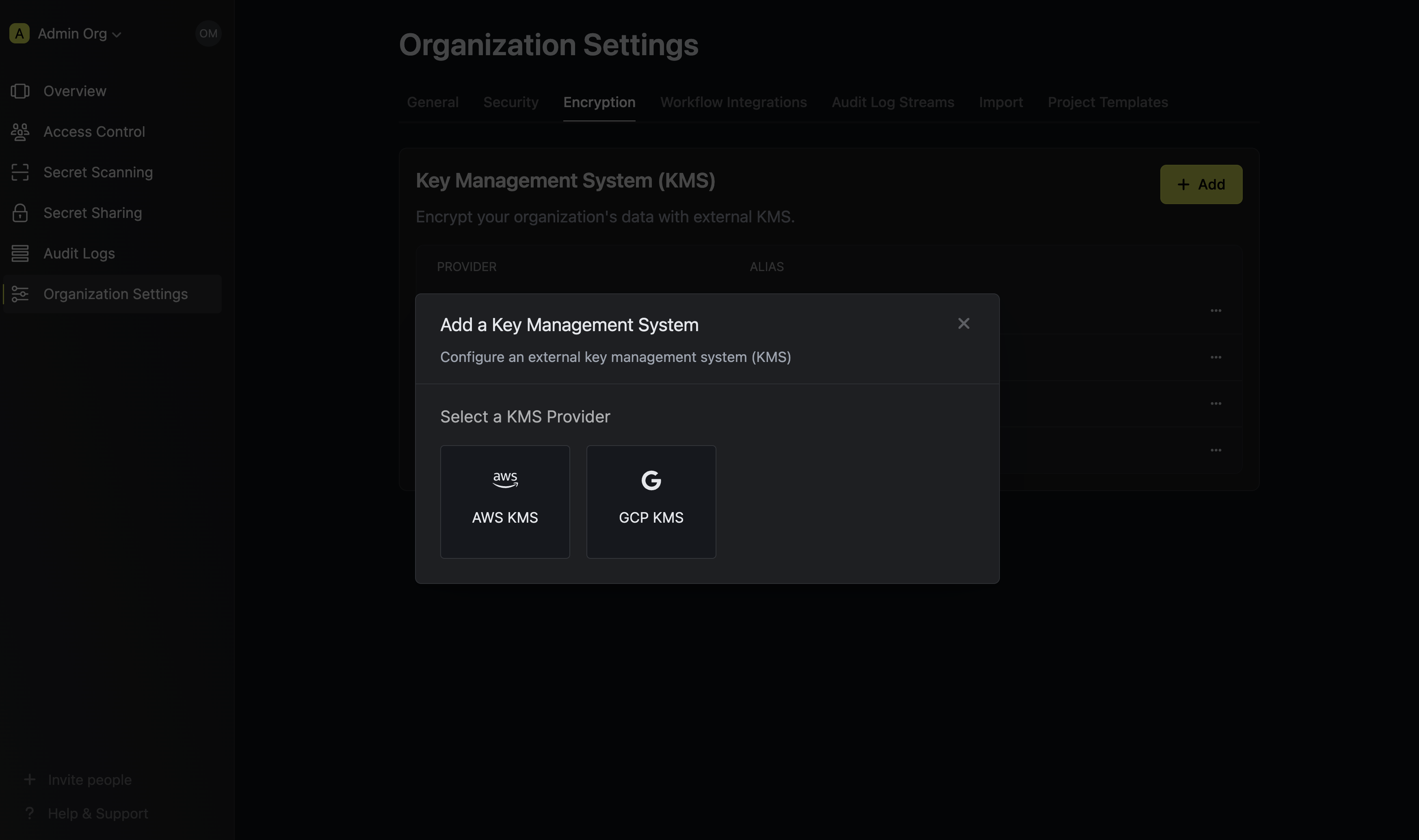 Select Encryption Provider
