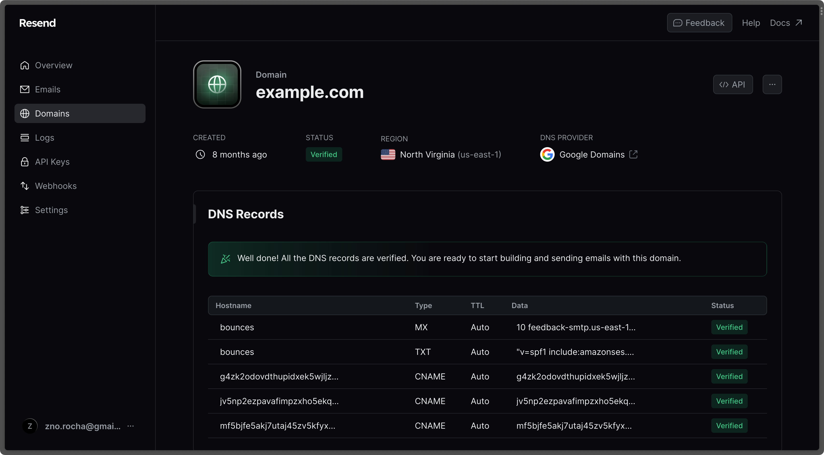 adding resend domain