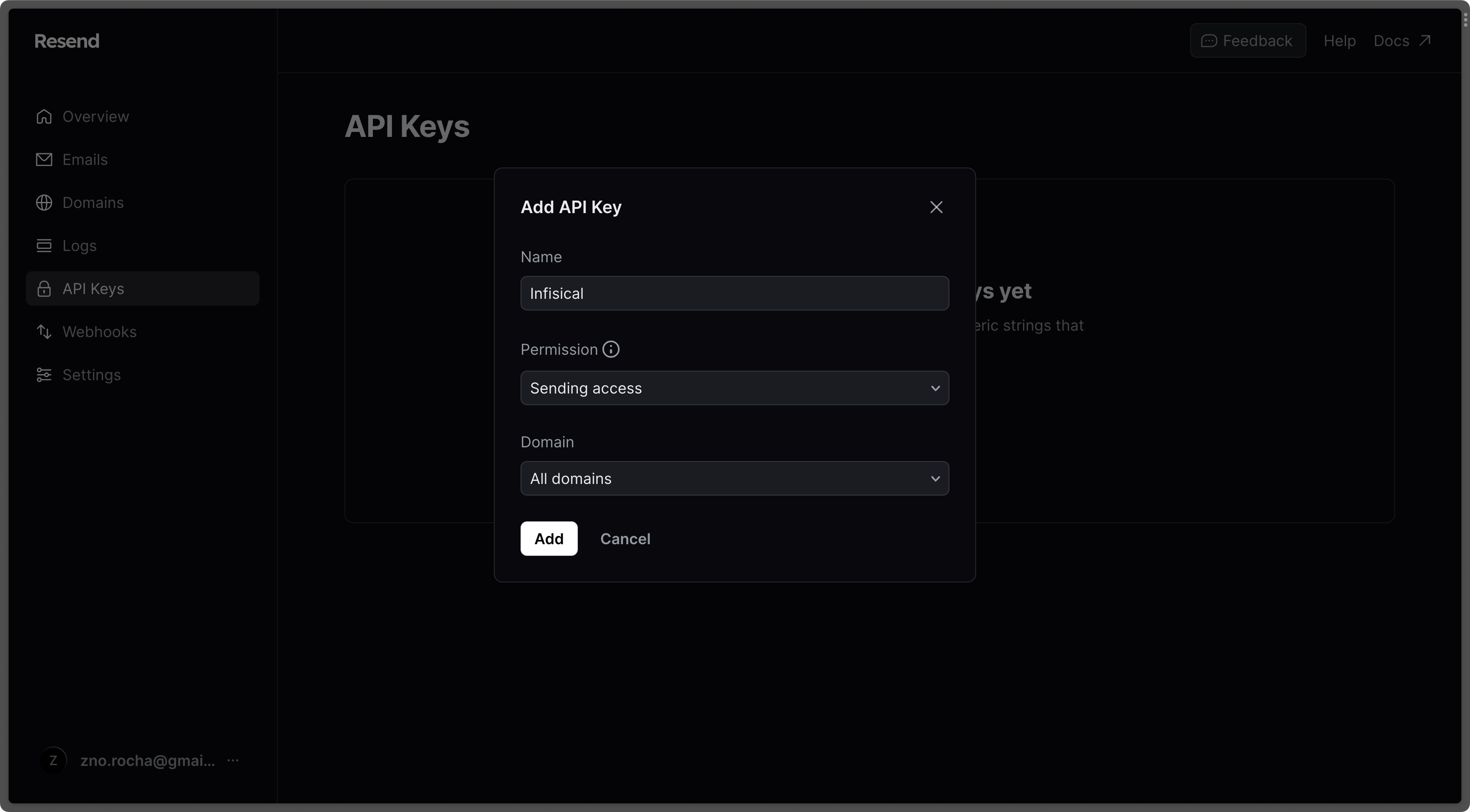creating resend api key