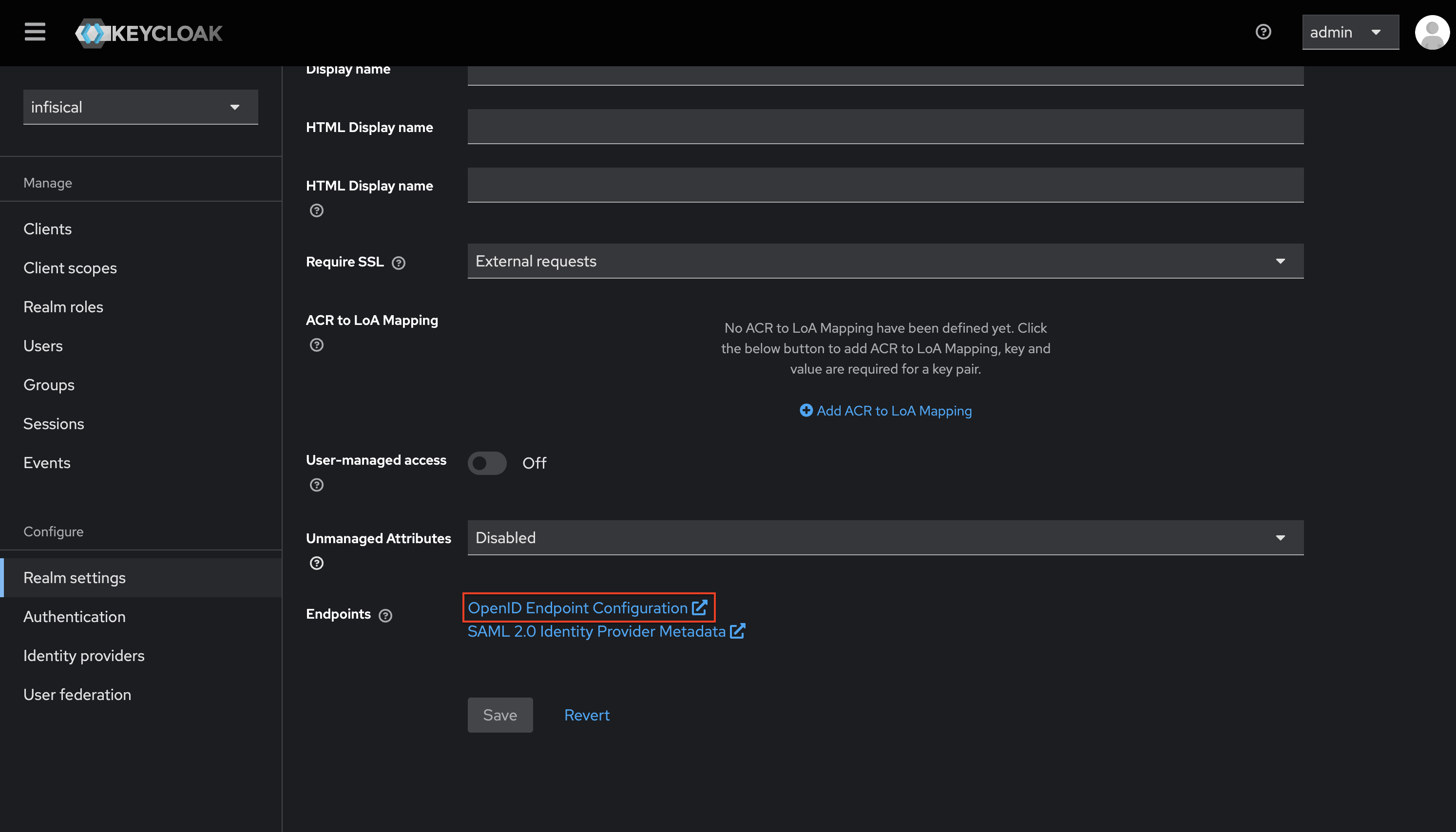 OIDC keycloak realm OIDC metadata