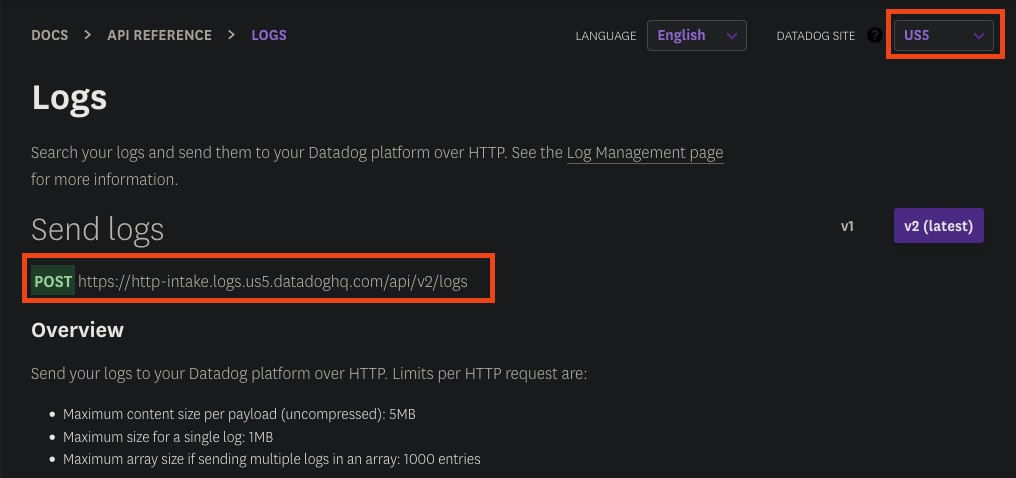datadog url