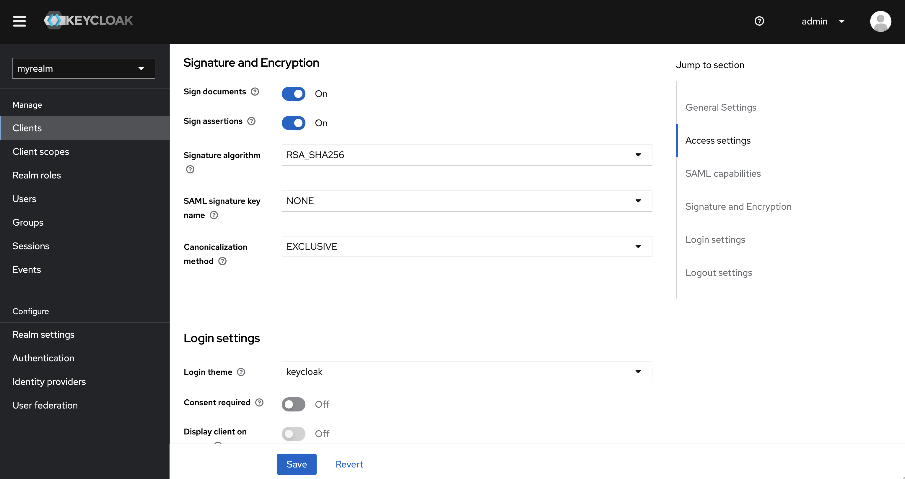SAML keycloak client signature encryption