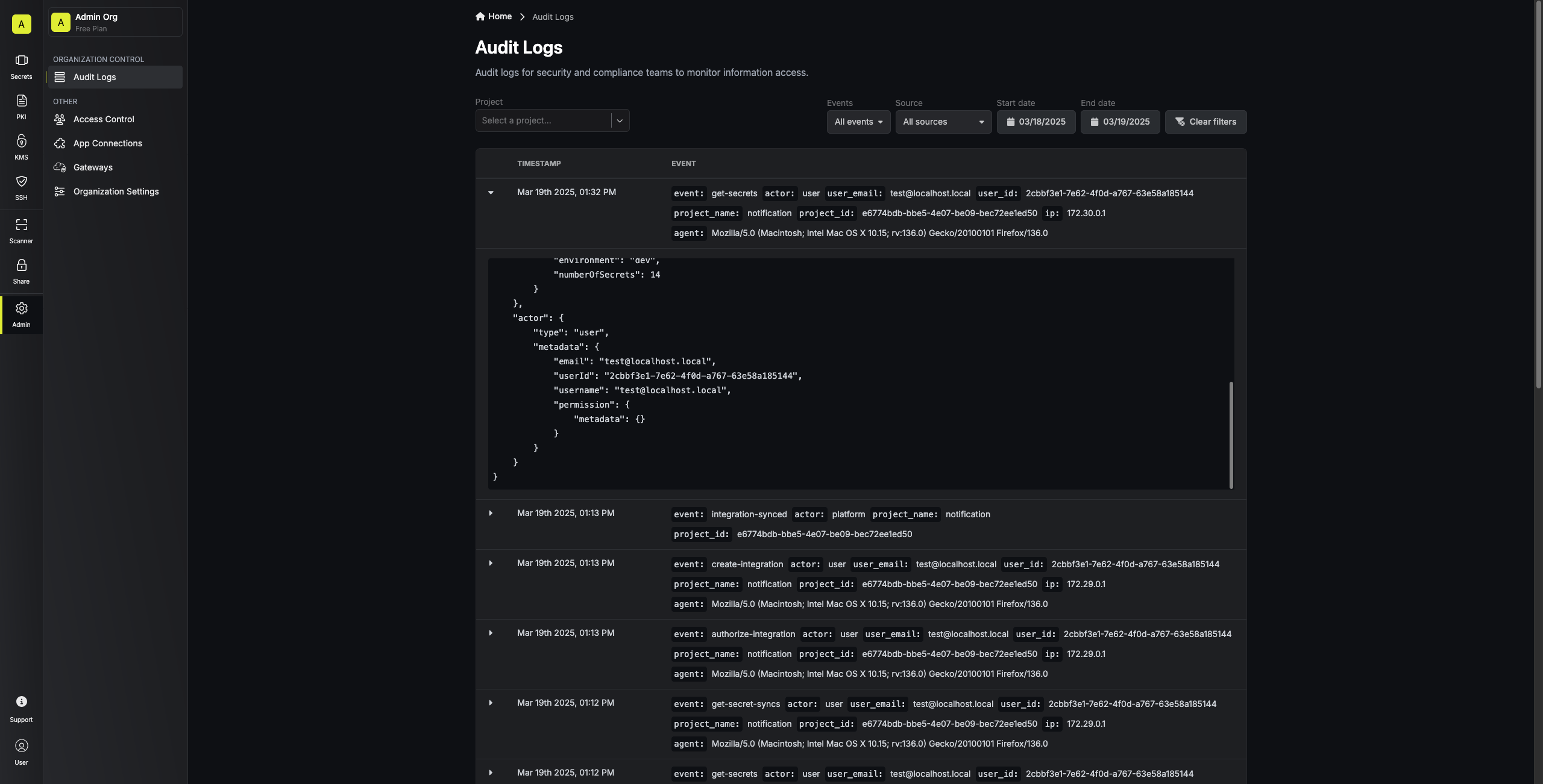 Audit logs