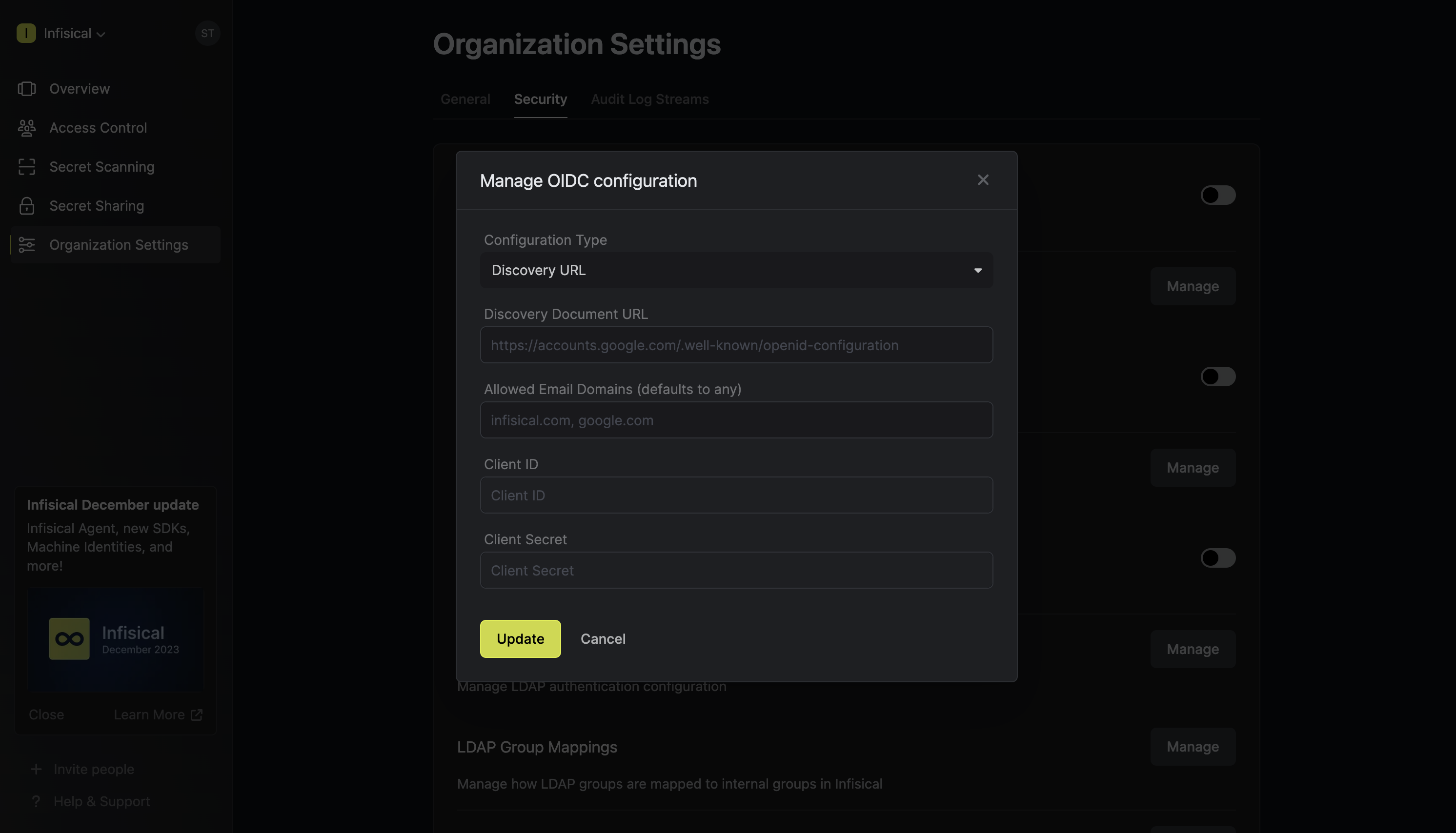 OIDC general discovery config