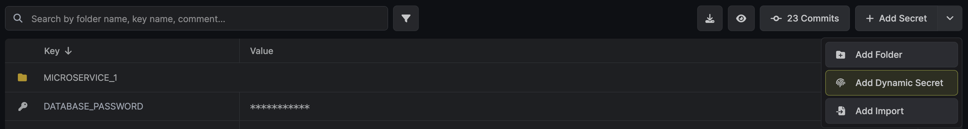 Add Dynamic Secret Button