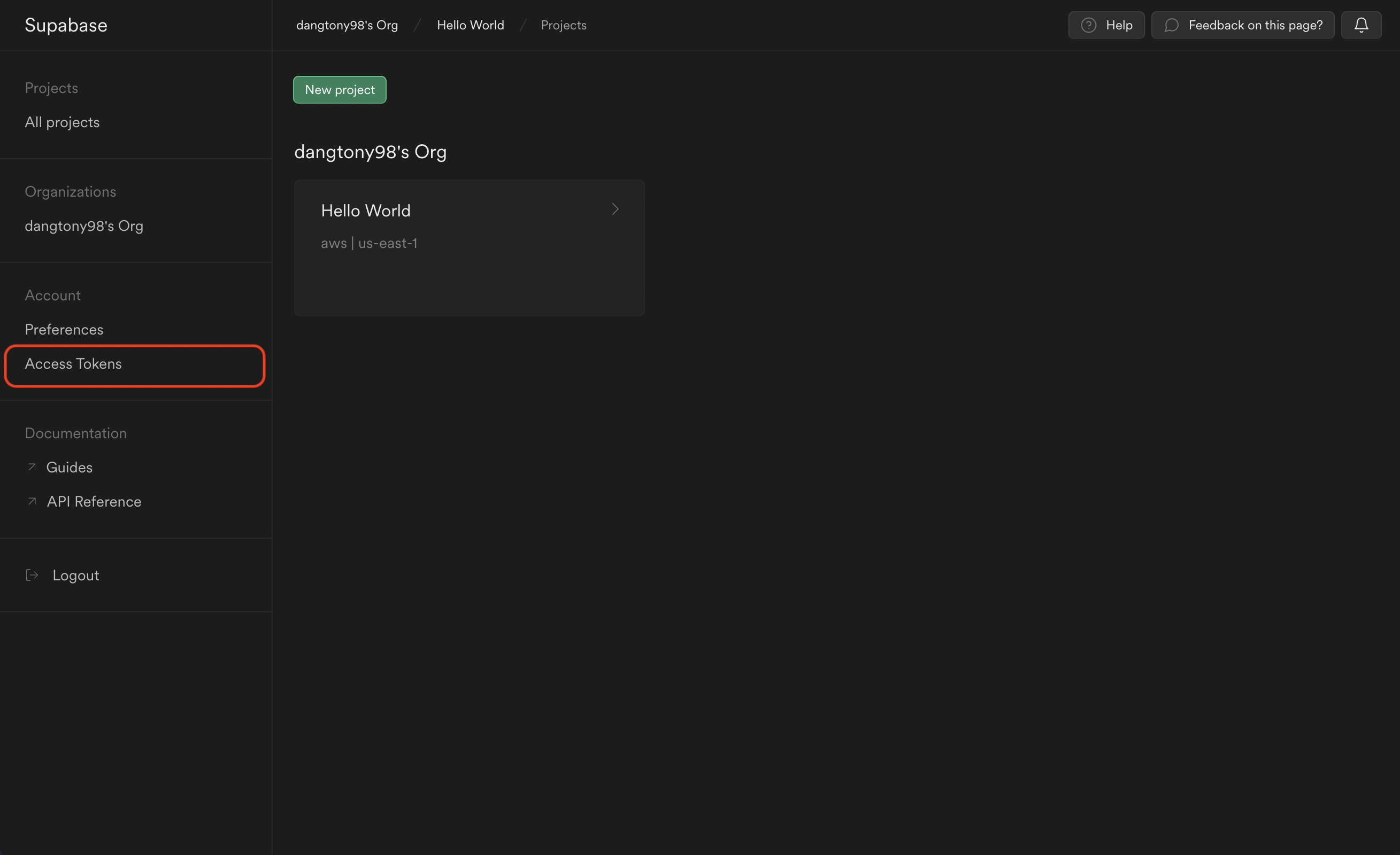 integrations supabase dashboard