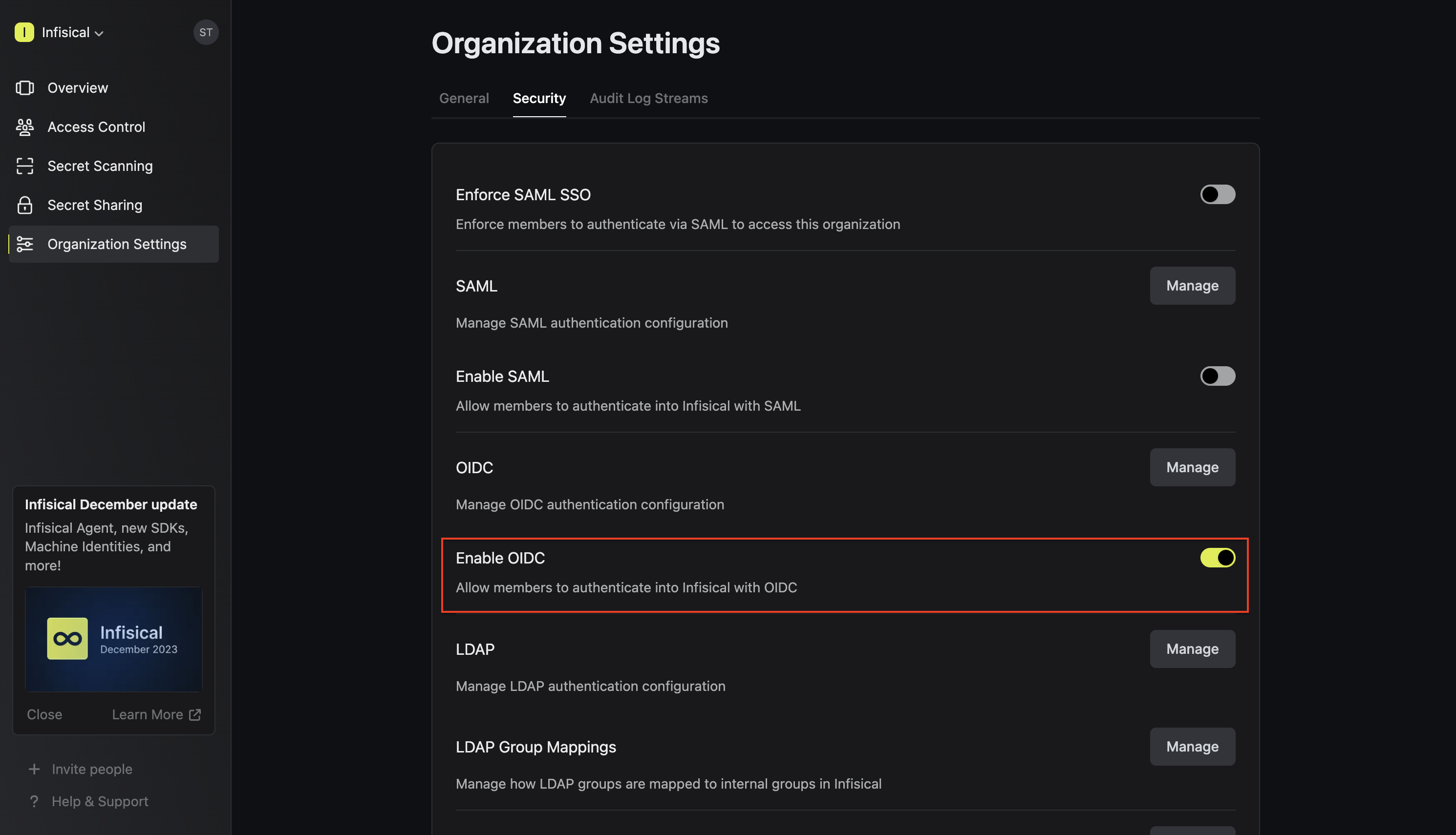 OIDC general enable OIDC