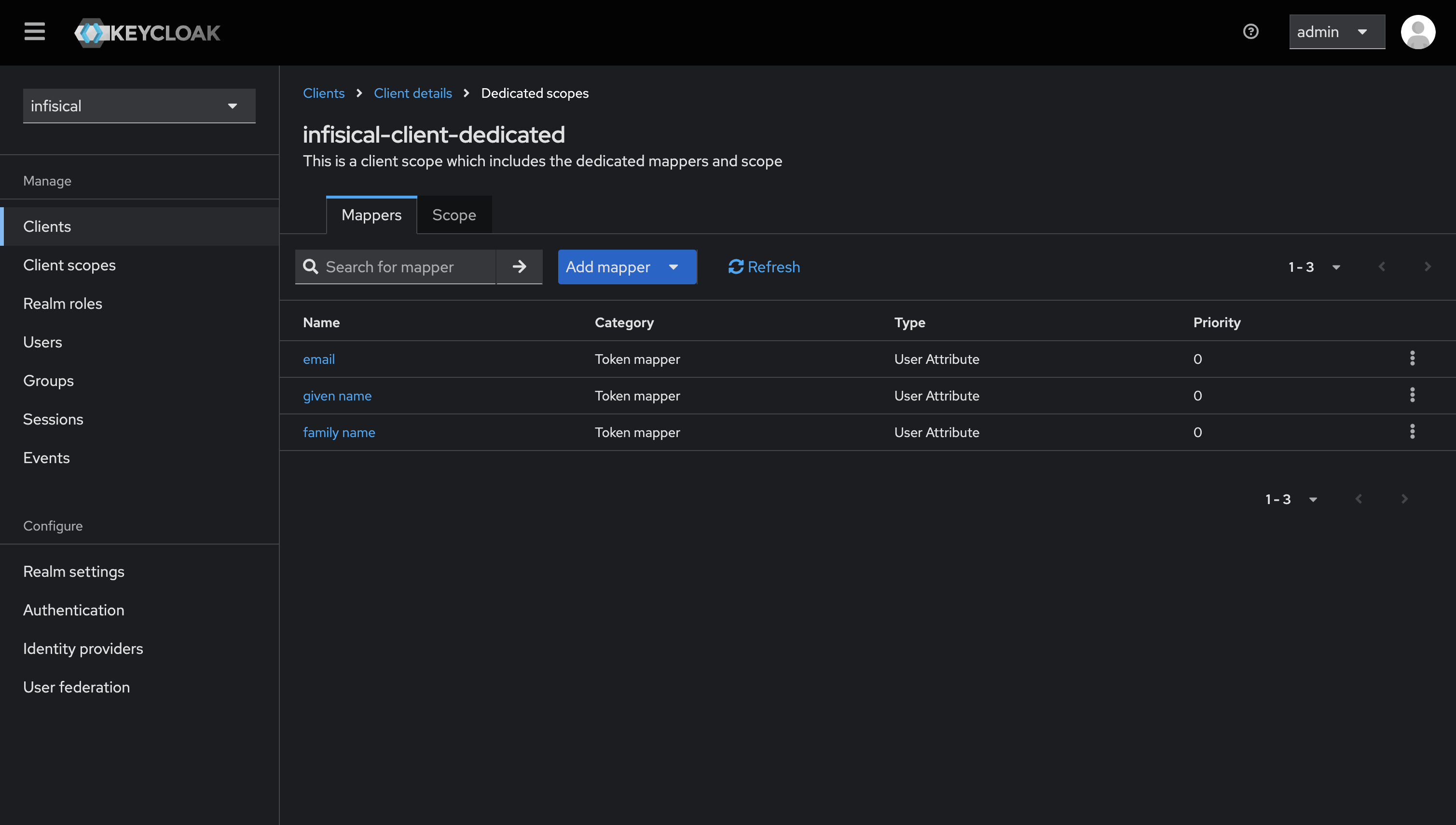 OIDC keycloak client mappers completed