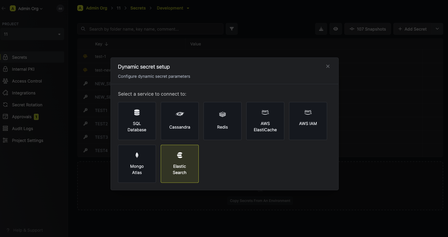 Dynamic Secret Modal
