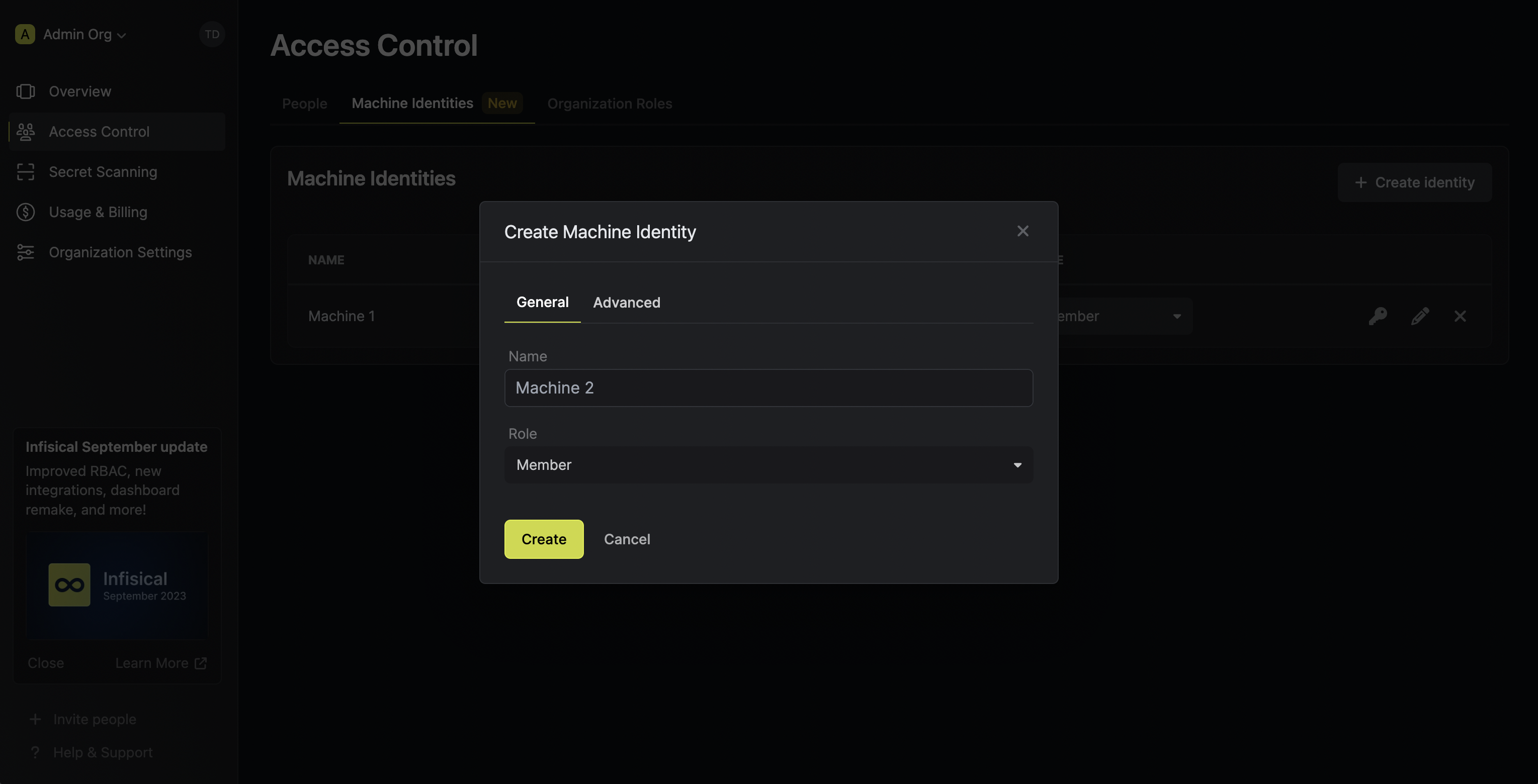 machine identities organization create